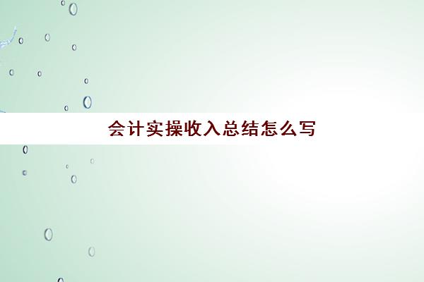 会计实操收入总结怎么写(会计工作完成情况怎么写)