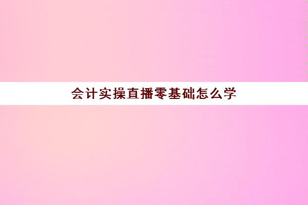 会计实操直播零基础怎么学(会计零基础自学视频教程)