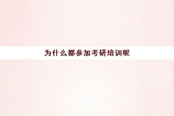 为什么都参加考研培训呢(考研哪个机构培训的好)