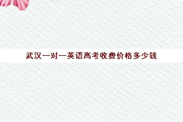 武汉一对一英语高考收费价格多少钱(武汉高中一对一辅导机构哪家好)