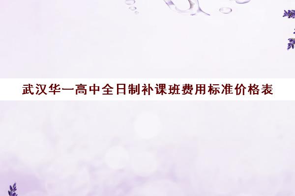 武汉华一高中全日制补课班费用标准价格表(武汉市高中学费收费标准)