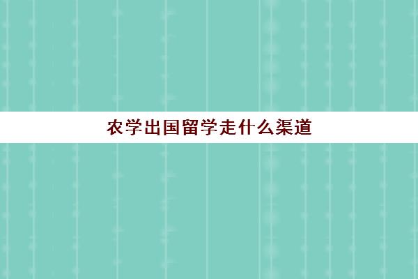 农学出国留学走什么渠道(中国农业大学出国留学项目)