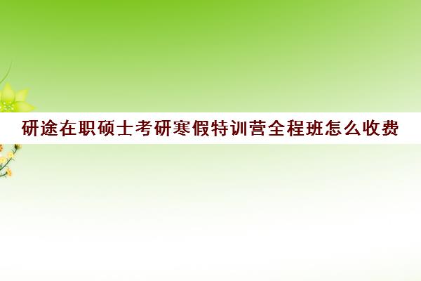 研途在职硕士考研寒假特训营全程班怎么收费（研途考研集训营价格）