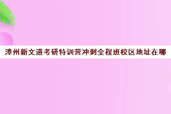 漳州新文道考研特训营冲刺全程班校区地址在哪（武汉新文道考研集训营）