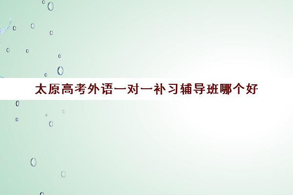 太原高考外语一对一补习辅导班哪个好