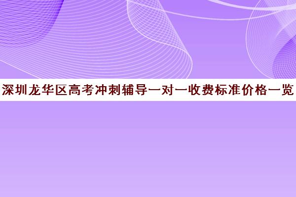 深圳龙华区高考冲刺辅导一对一收费标准价格一览(深圳高中补课一对一价格)