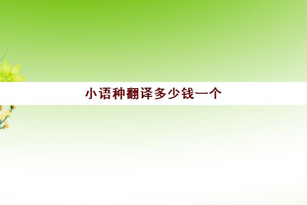 小语种翻译多少钱一个(外语翻译最吃香的语种)