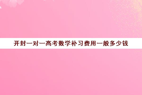 开封一对一高考数学补习费用一般多少钱