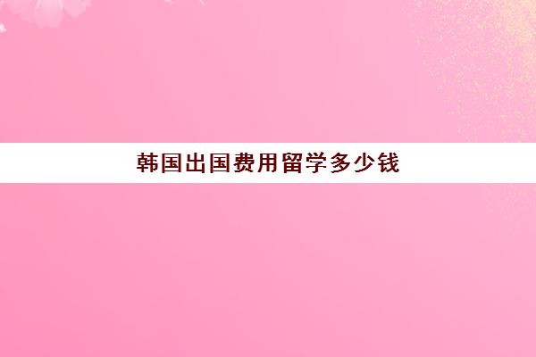 韩国出国费用留学多少钱(韩国留学贵吗)