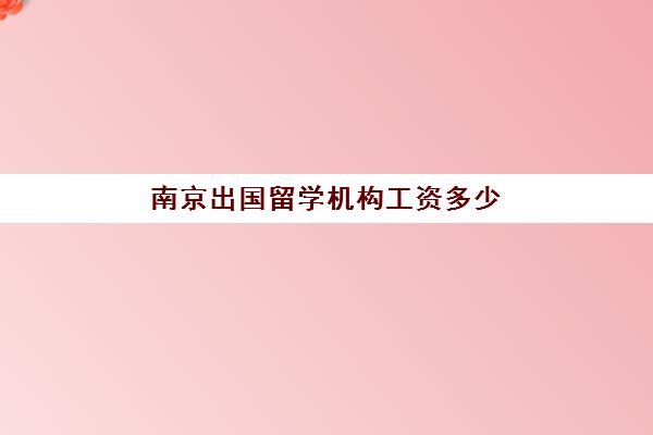 南京出国留学机构工资多少(南京有哪些靠谱的留学机构)