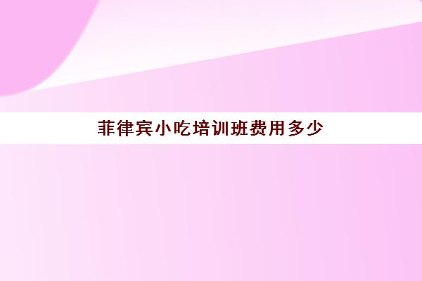 菲律宾小吃培训班费用多少(创办一个小吃加盟公司大概多少)