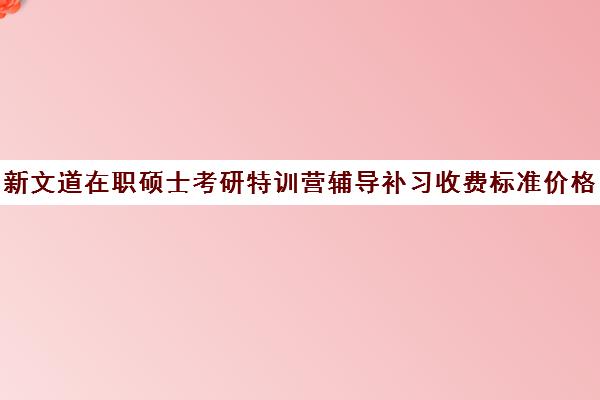 新文道在职硕士考研特训营辅导补习收费标准价格一览