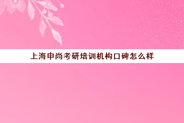 上海申尚考研培训机构口碑怎么样(考研哪个机构培训的好)