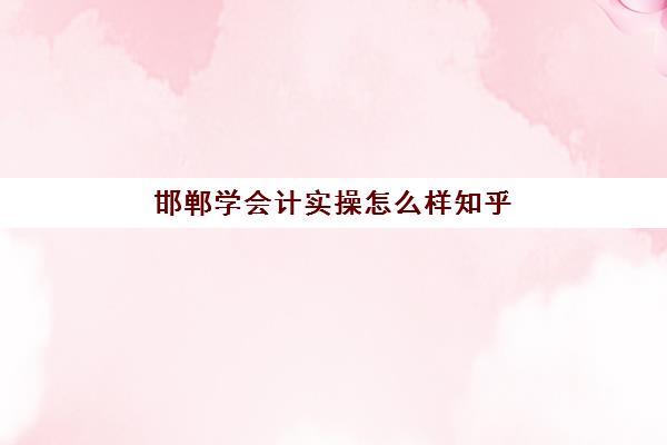 邯郸学会计实操怎么样知乎(会计自学还是报班)