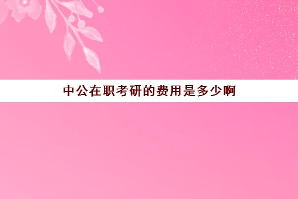 中公在职考研的费用是多少啊(在职研究生费用)