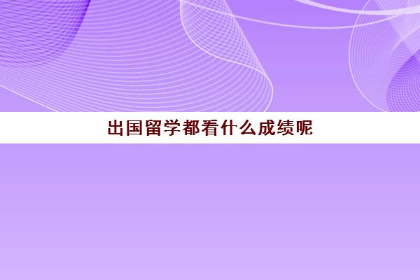 出国留学都看什么成绩呢(留学成功率测试)