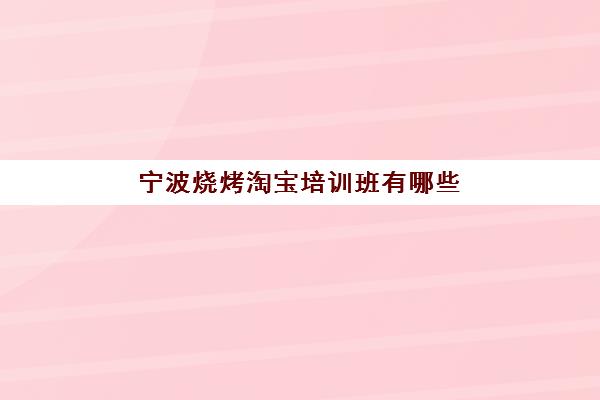 宁波烧烤淘宝培训班有哪些(宁波小吃培训学校排名)