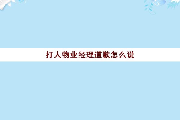 打人物业经理道歉怎么说(物业打人怎么处理最有效)