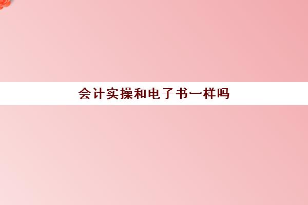 会计实操和电子书一样吗(初级会计电子书在线看)