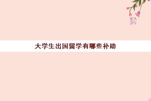 大学生出国留学有哪些补助(国家公派出国留学资助标准)