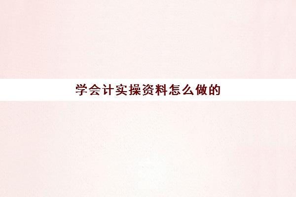 学会计实操资料怎么做的(一个新手如何自学会计)