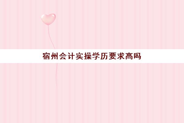 宿州会计实操学历要求高吗(会计适合女生学吗)