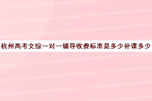 杭州高考文综一对一辅导收费标准是多少补课多少钱一小时(高中网课一对一收费价格表)