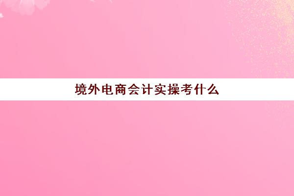 境外电商会计实操考什么(跨境电商财务面试会提问什么)