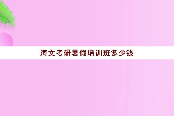 海文考研暑假培训班多少钱(海文考研一对一价格)