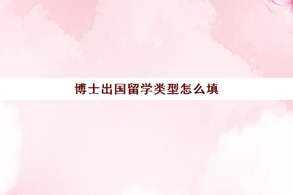 博士出国留学类型怎么填(博士生源地怎么填写才正确)