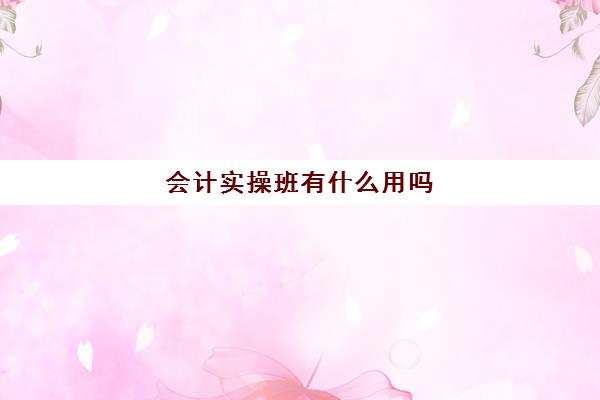 会计实操班有什么用吗(零基础报会计培训班有用吗)