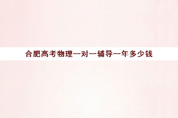 合肥高考物理一对一辅导一年多少钱(高三物理一对一补课多少钱)