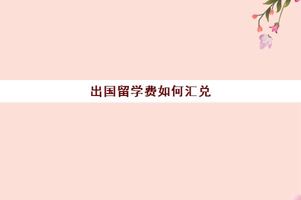 出国留学费如何汇兑(国际汇款手续费收费标准)