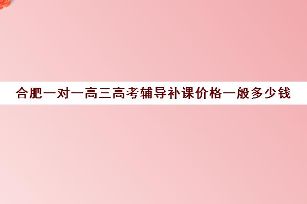 合肥一对一高三高考辅导补课价格一般多少钱(高中补课一对一怎么收费)