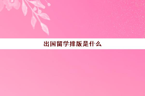 出国留学排版是什么(出国留学有几种形式)