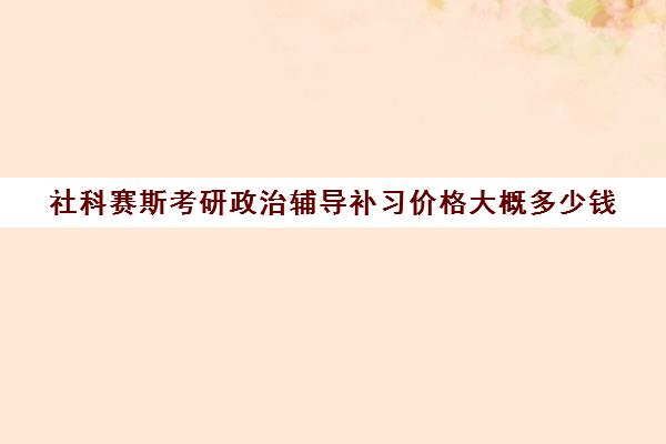 社科赛斯考研政治辅导补习价格大概多少钱