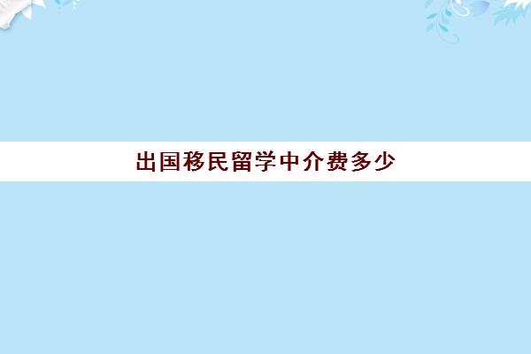 出国移民留学中介费多少(正规移民中介)