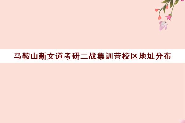 马鞍山新文道考研二战集训营校区地址分布（新文道考研和文都考研关系）