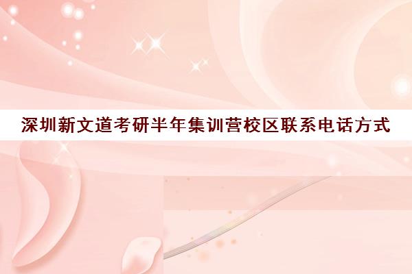 深圳新文道考研半年集训营校区联系电话方式（新文道考研怎么样）