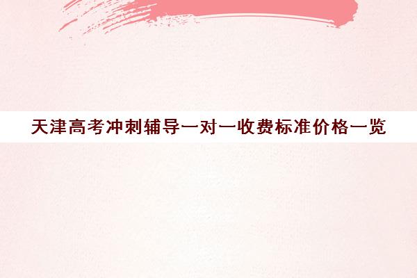 天津高考冲刺辅导一对一收费标准价格一览(高考线上辅导机构有哪些比较好)