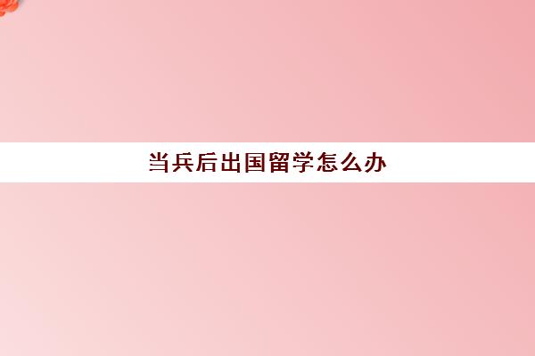 当兵后出国留学怎么办(当兵退伍之后能出国吗)