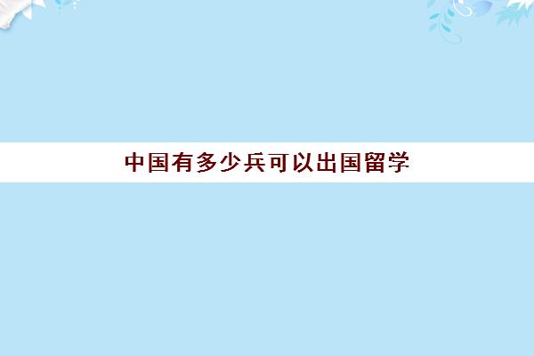 中国有多少兵可以出国留学(出国留学回国能参军吗)