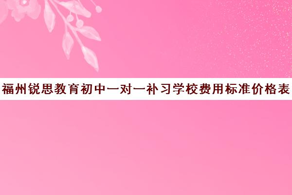 福州锐思教育初中一对一补习学校费用标准价格表
