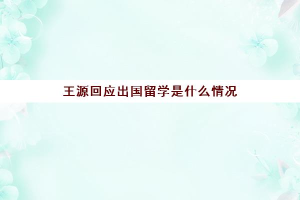 王源回应出国留学是什么情况(王源什么时候出国去伯克利)