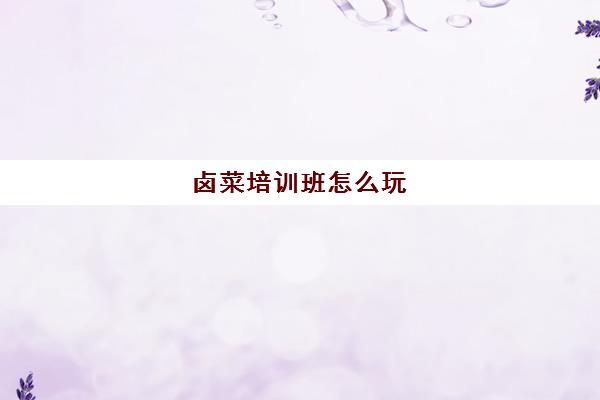 卤菜培训班怎么玩(卤菜培训班哪里最正宗)