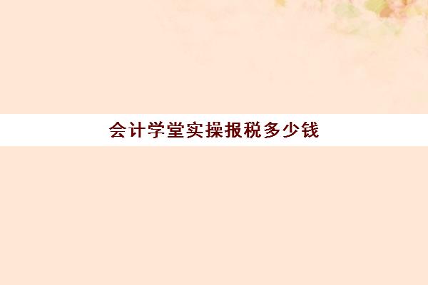 会计学堂实操报税多少钱(学报税有必要报班吗)