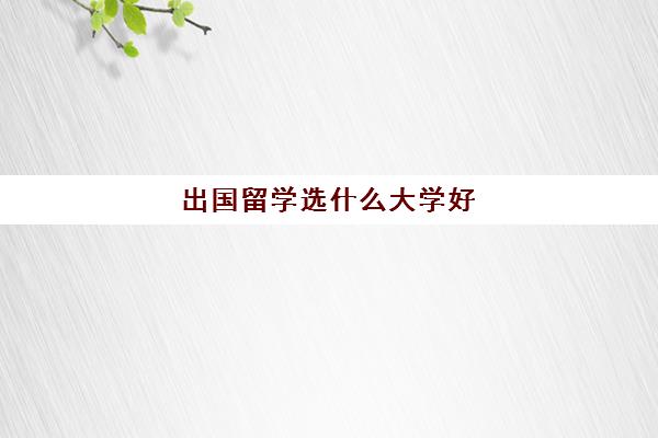 出国留学选什么大学好(现在出国留学好还是待在国内上大学)