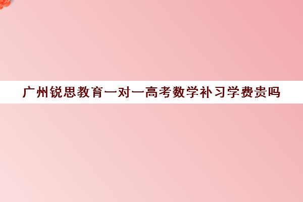 广州锐思教育一对一高考数学补习学费贵吗