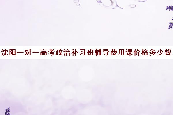 沈阳一对一高考政治补习班辅导费用课价格多少钱
