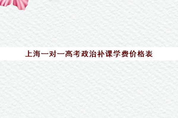 上海一对一高考政治补课学费价格表(上海一对一补课收费标准)